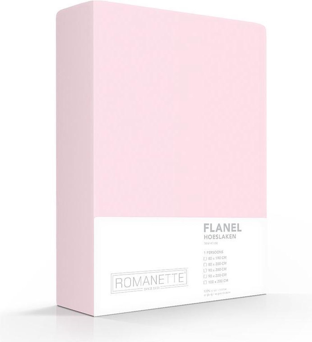 Romanette Flanellen Hoeslaken -90 X 220 Cm - Roze