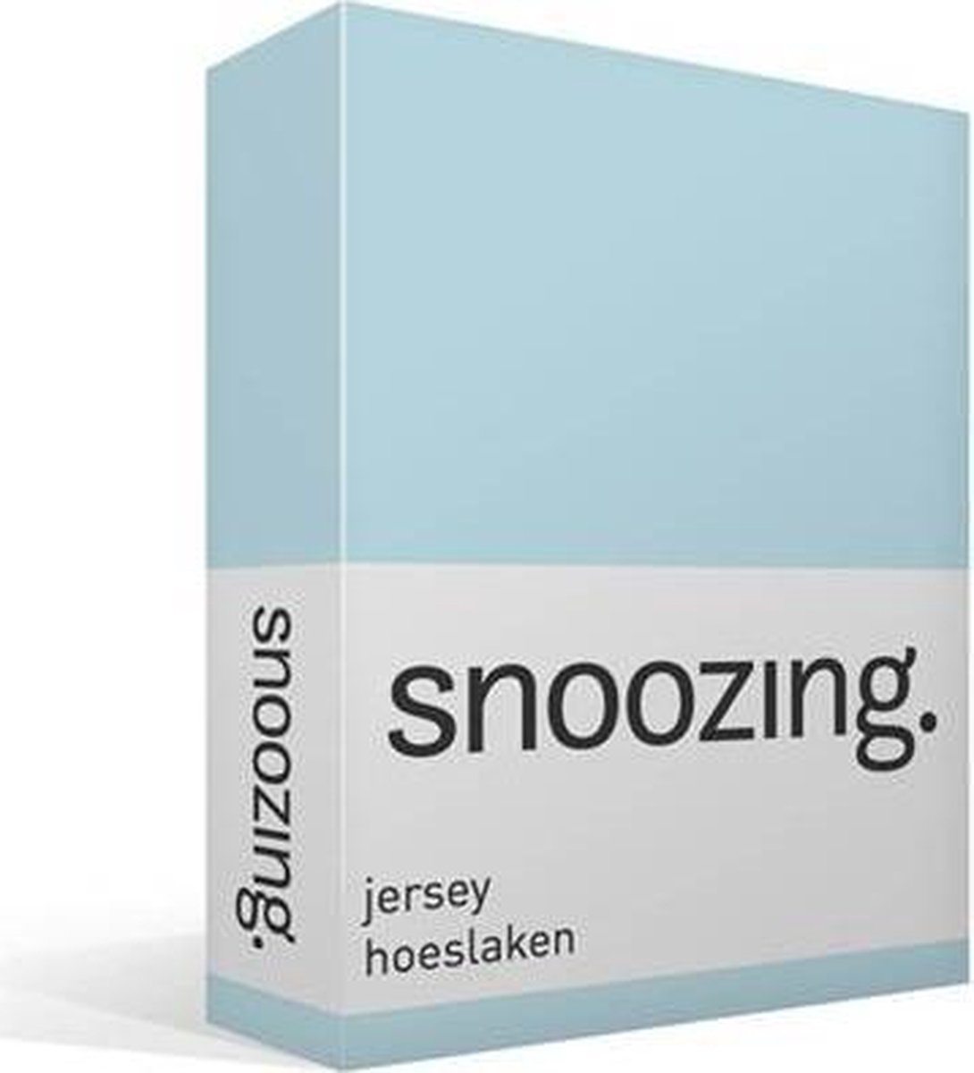 Snoozing Jersey Hoeslaken - 100% Gebreide Jersey Katoen - Lits-jumeaux (180x200 Cm) - Hemel - Blauw