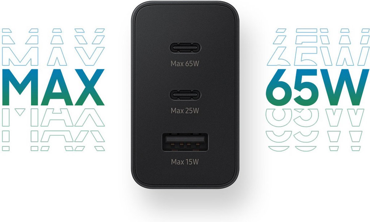 Samsung 65W Power Adapter Trio - Zwart