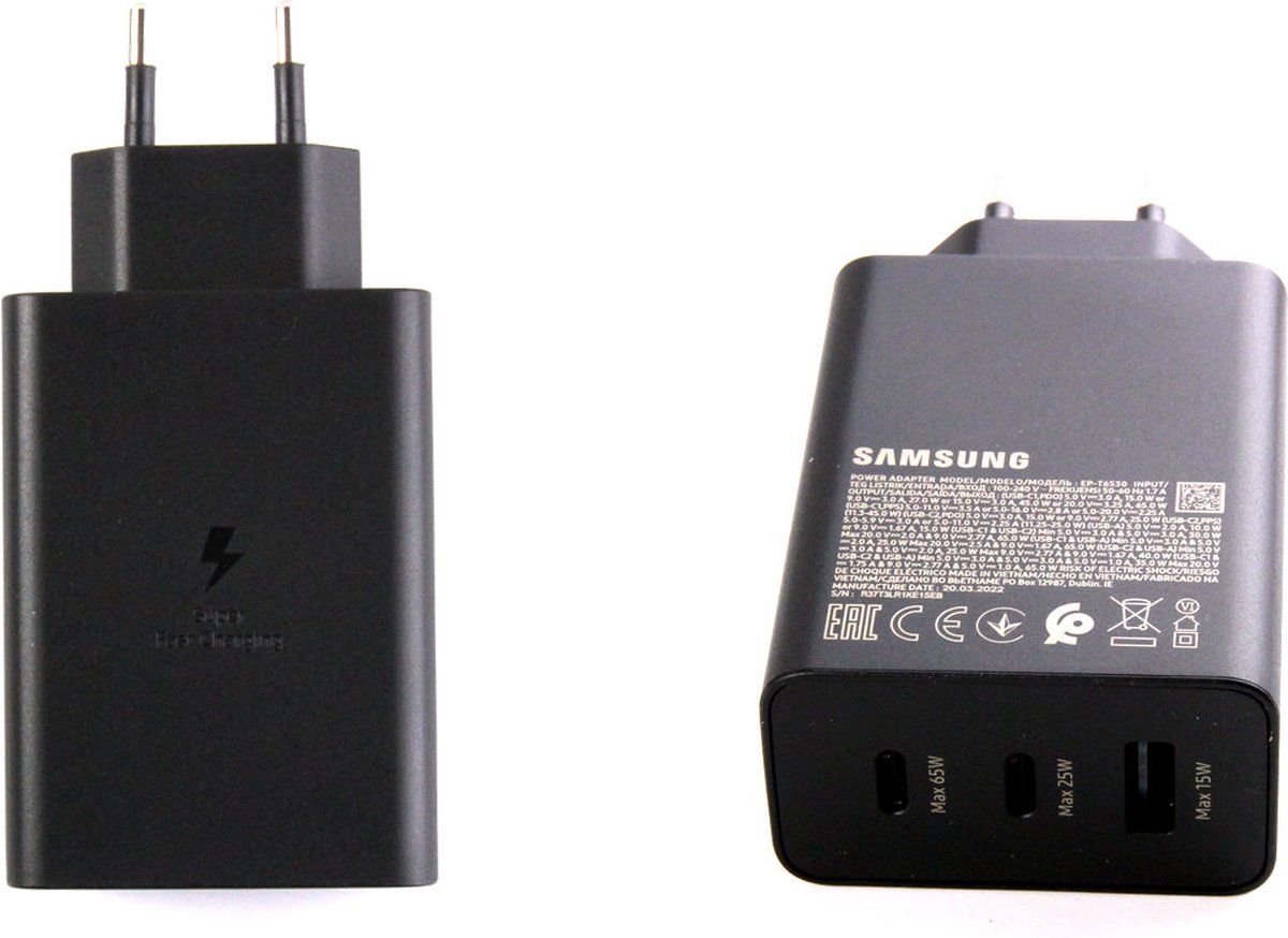 Samsung 65W Power Adapter Trio - Zwart