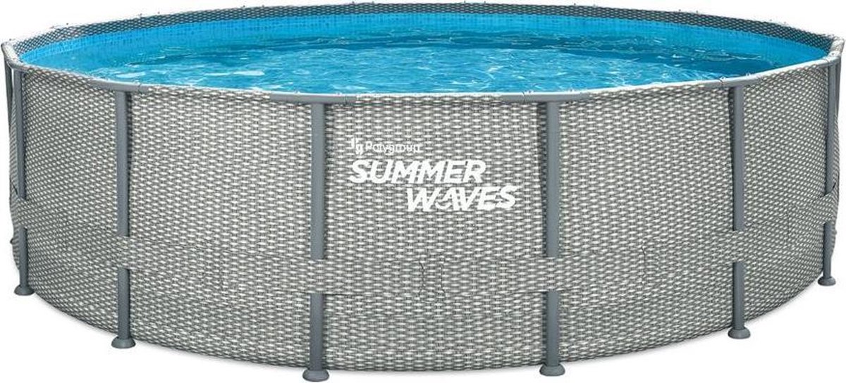 Summer Waves Zwembad Elite Frame 488 x 122 cm Natural Rattan + filterpomp