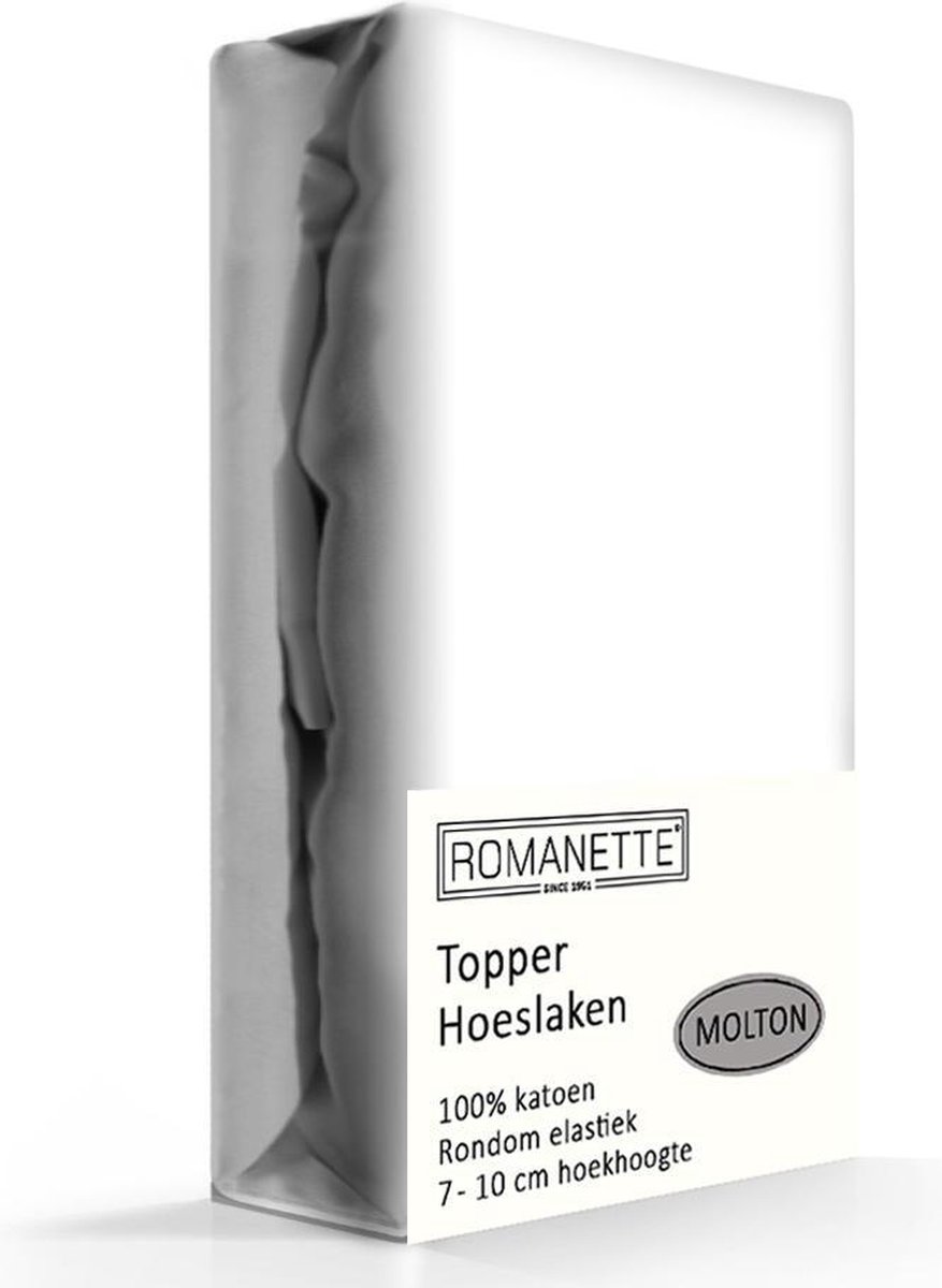 Romanette Molton Topper Hoeslaken -120 X 200 Cm - Wit