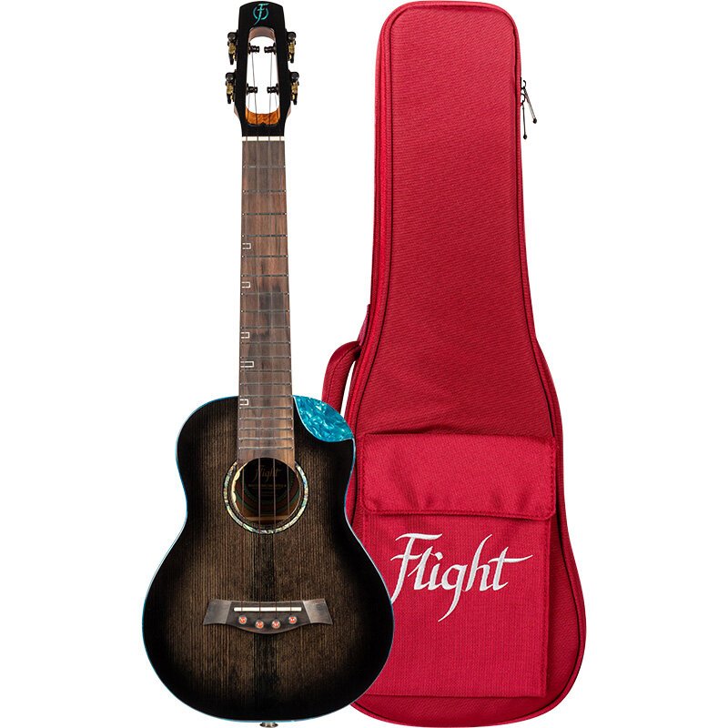 Flight Royal Series Nighthawk Concert Black Stain elektrisch-akoestische concert ukelele met gigbag