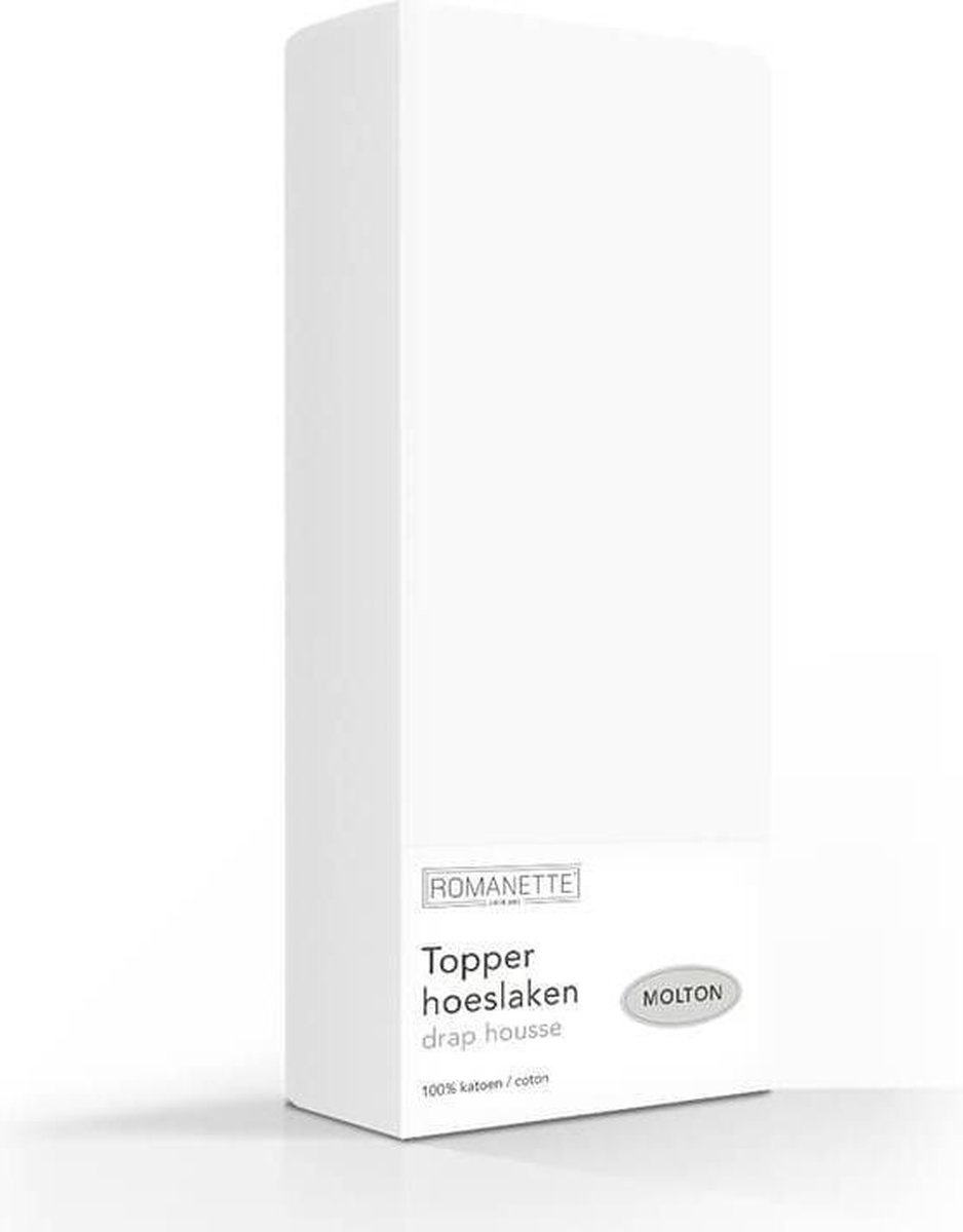 Romanette Molton Topper Hoeslaken -180 X 220 Cm - Wit