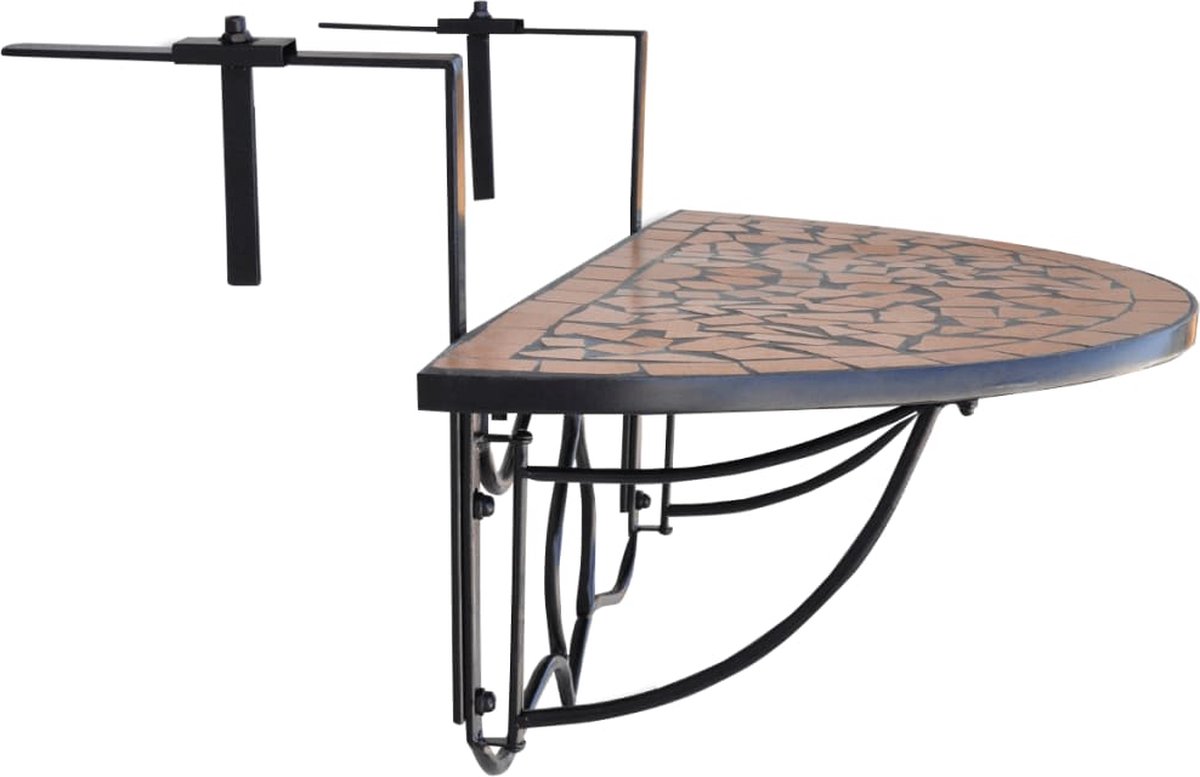 Vidaxl Balkontafel Hangend Mozaïek Terracotta Half-rond - Bruin