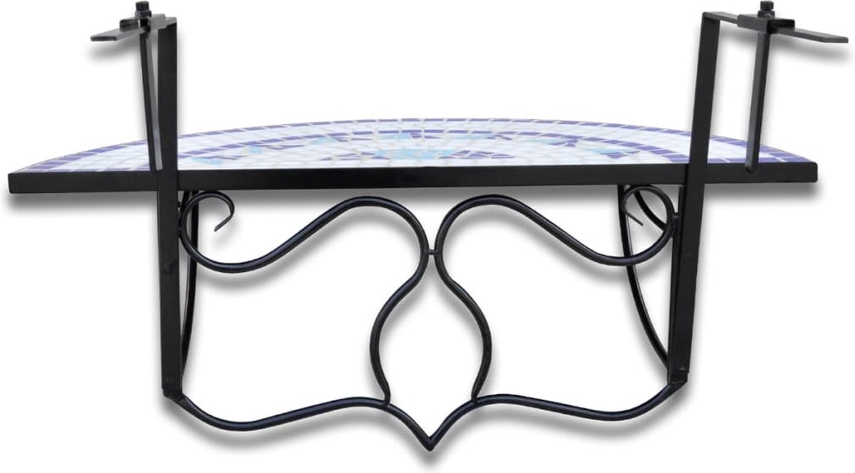 Vidaxl Balkontafel Hangend Mozaïek-wit Half-rond - Blauw