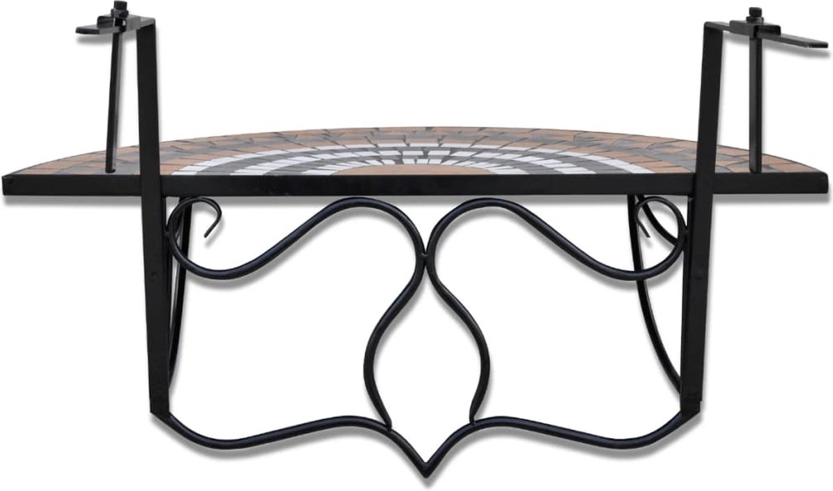 Vidaxl Balkontafel Hangend Mozaïek Terracotta-wit Half-rond - Bruin