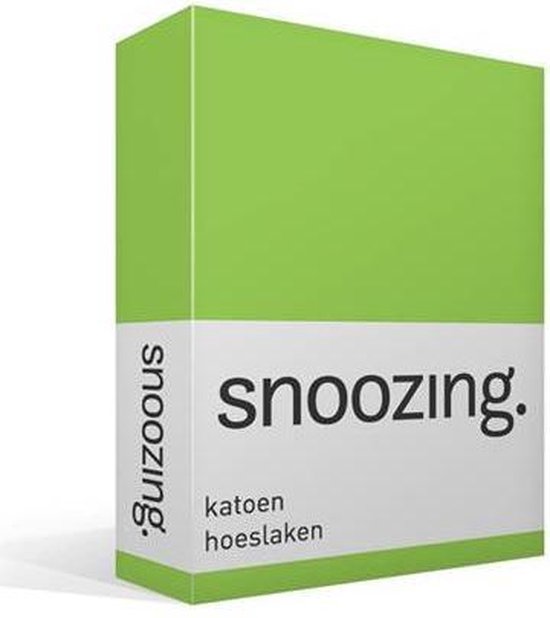 Snoozing - Katoen - Hoeslaken - 140x200 - Lime - Groen