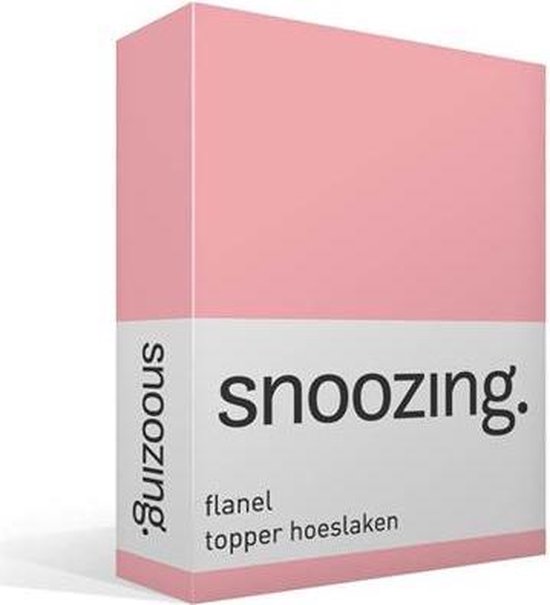 Snoozing - Flanel - Topper - Hoeslaken - 90x220 Cm - - Roze