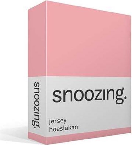 Snoozing Jersey Hoeslaken - 100% Gebreide Jersey Katoen - Lits-jumeaux (200x210/220 Cm) - - Roze