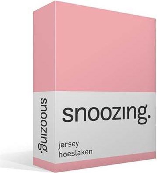 Snoozing Jersey Hoeslaken - 100% Gebreide Jersey Katoen - Lits-jumeaux (180x210/220 Cm) - - Roze