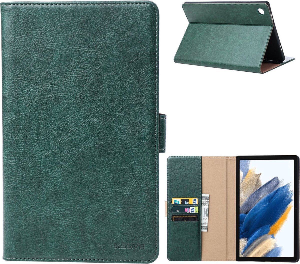 Fonu Premium Leren Boekmodel hoes Samsung Tab A8 - 10.5 inch - Groen