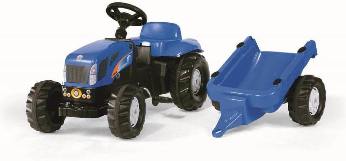 Rolly Toys Kid New Holland Traptractor Met Aanhanger - Geel