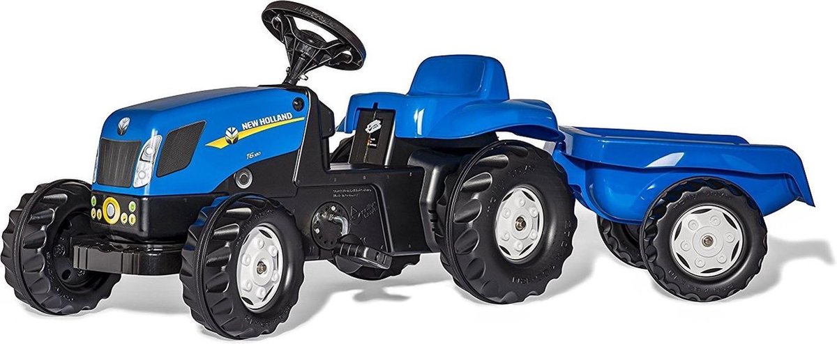 Rolly Toys Kid New Holland Traptractor Met Aanhanger - Geel