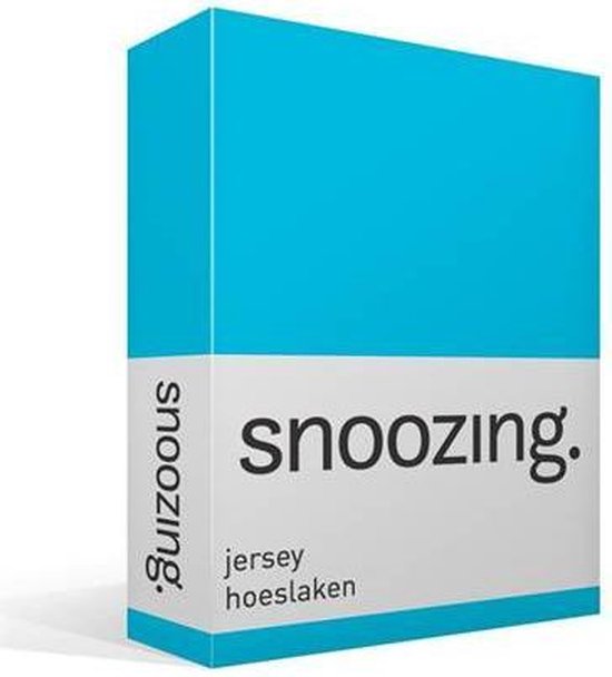 Snoozing Jersey Hoeslaken - 100% Gebreide Jersey Katoen - Lits-jumeaux (160x200 Cm) - - Turquoise