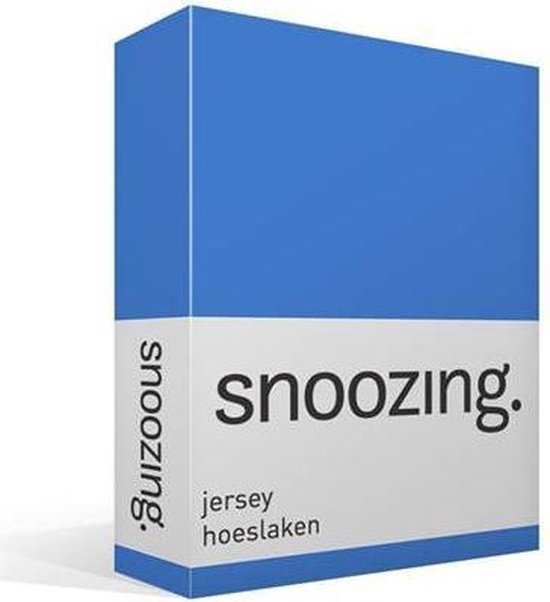 Snoozing Jersey Hoeslaken - 100% Gebreide Jersey Katoen - Lits-jumeaux (200x210/220 Cm) - Meermin - Blauw