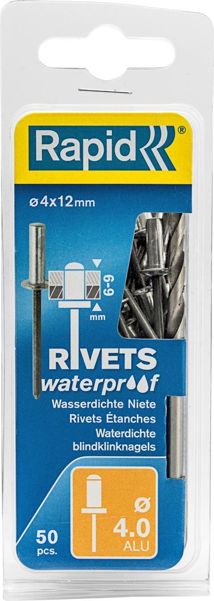 Rapid Blindklinknagels | Waterdicht | Ø 4 x 12 mm | incl. Boor | 50 stuks | Box