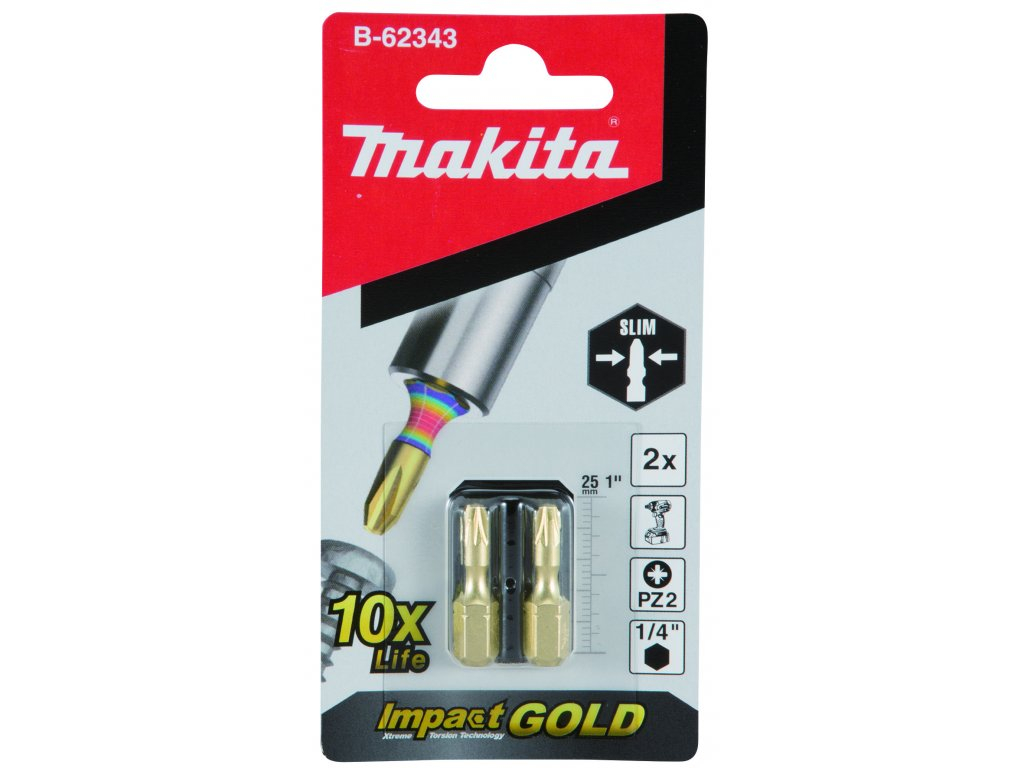 Makita B-62343 Torsie Bit 25mm PZ2 - 2 stuks