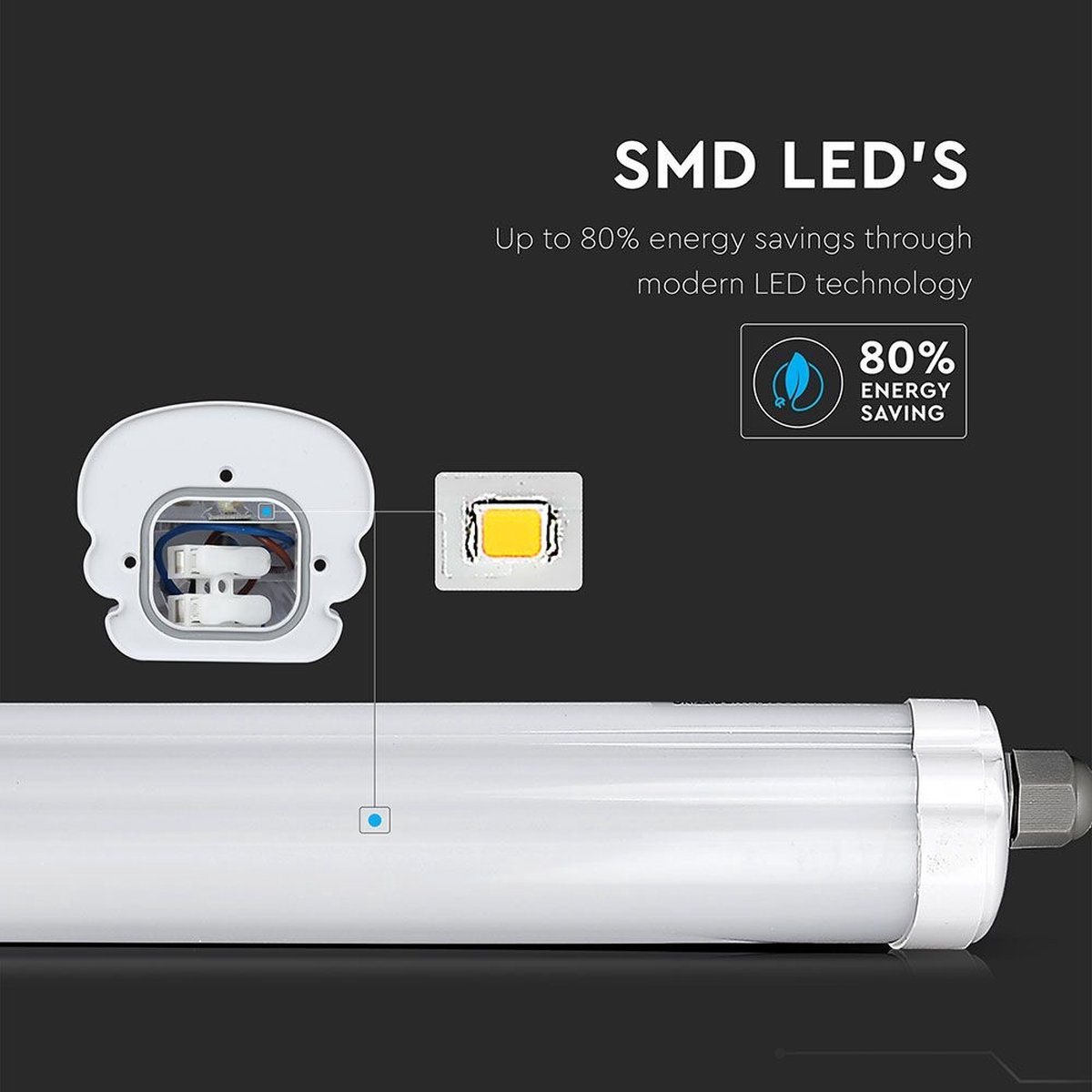 V-tac SWD LED Armatuur | 120cm | 36W | 6000K | IP65