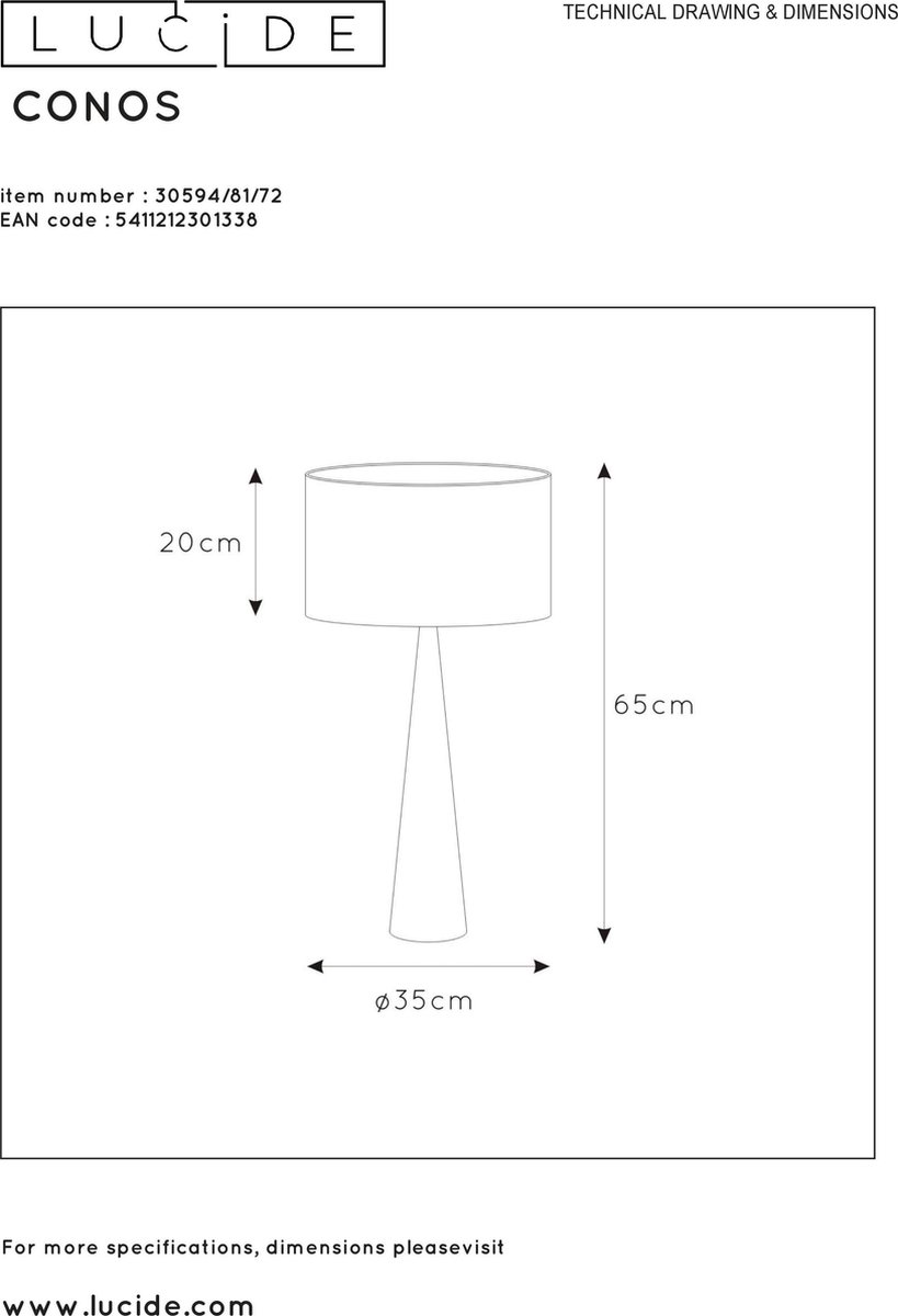 Lucide Tafellamp Conos - H65 Cm - Hout - Beige