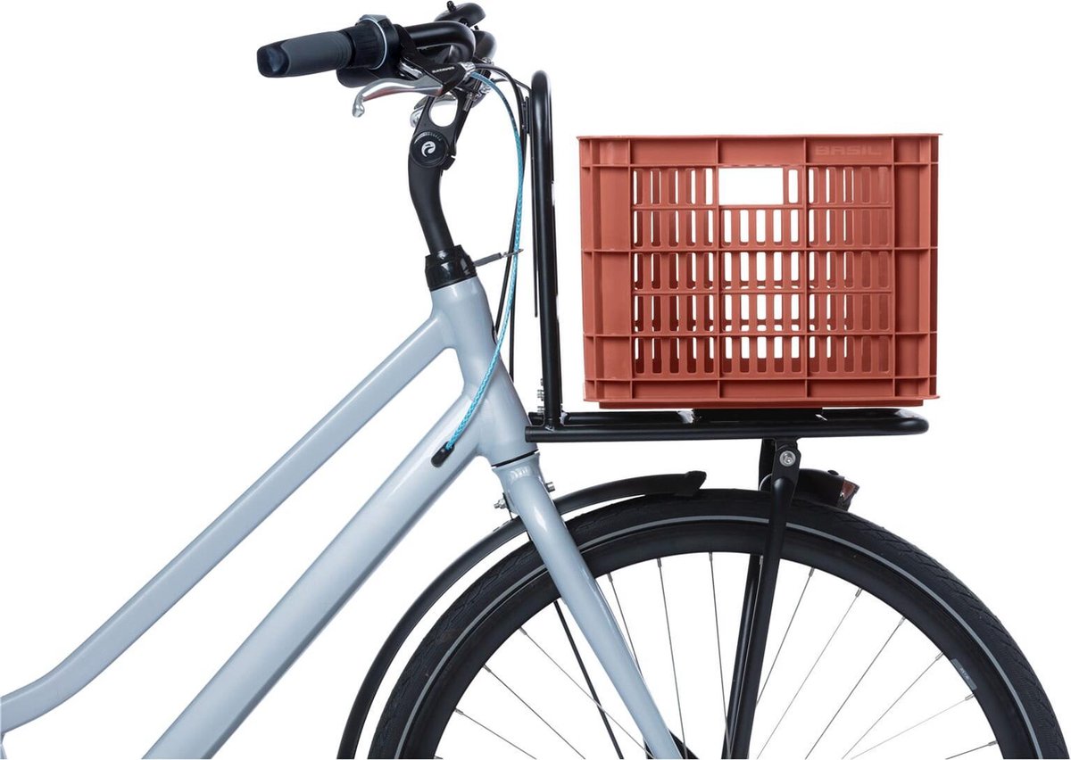 Basil Fietskrat Crate medium 27 liter 34 x 40 x 25 cm - terra red - Zwart