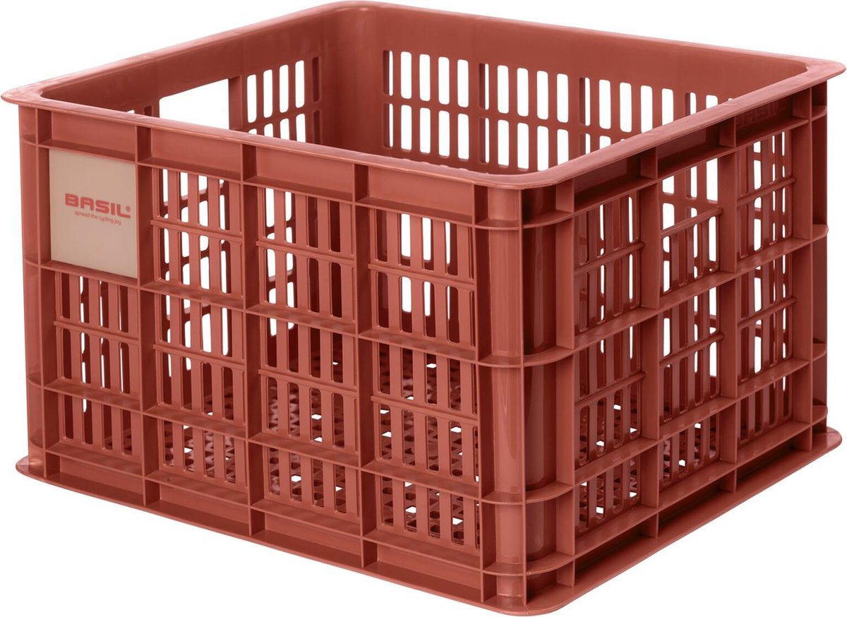 Basil Fietskrat Crate medium 27 liter 34 x 40 x 25 cm - terra red - Zwart