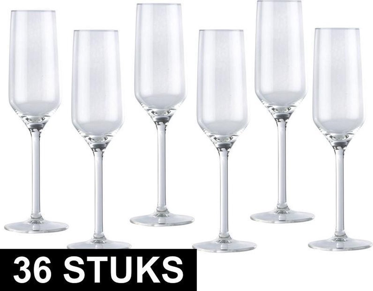 36x Champagneglas/glazen 22 Centiliter - Drinkglazen