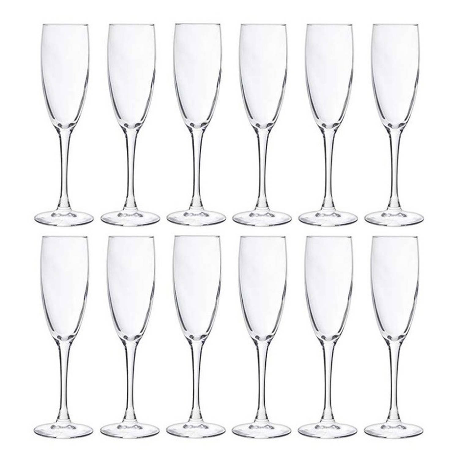 Cosy&Trendy 12x Champagneglazen/flutes 190 Ml - 19 Cl - Champagne Glazen - Champagne Drinken - Champagneglazen Van Glas