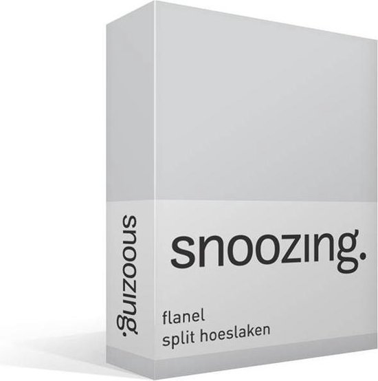 Snoozing - Flanel - Split-topper - Hoeslaken - 180x210/220 Cm - - Grijs