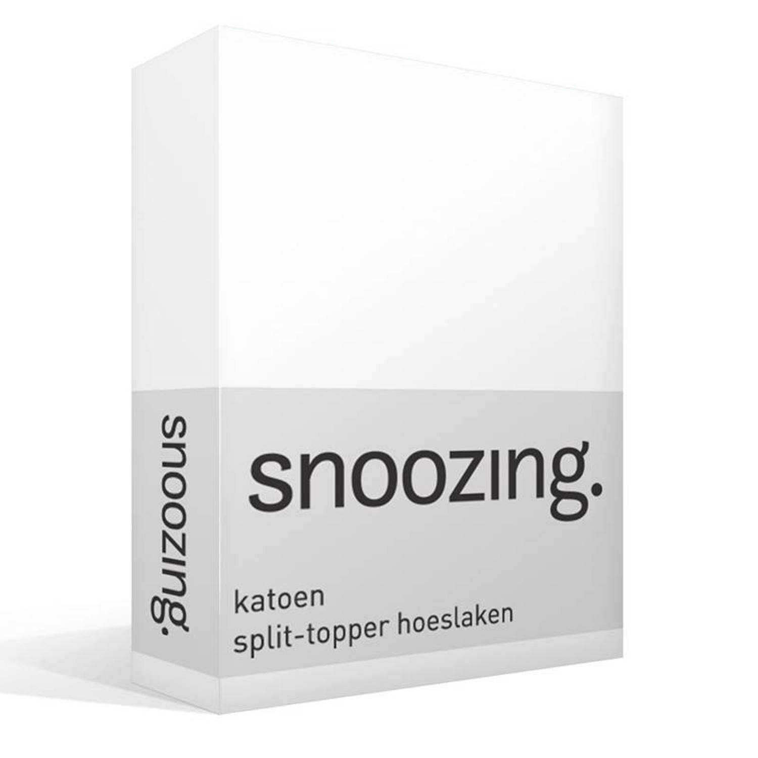 Snoozing - Katoen - Split-topper - Hoeslaken - Lits-jumeaux - 200x200 Cm - - Wit