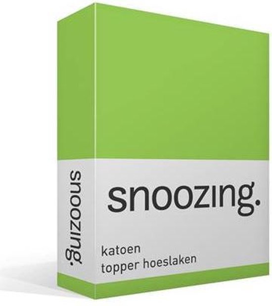 Snoozing - Katoen - Topper - Hoeslaken - 100x220 - Lime - Groen