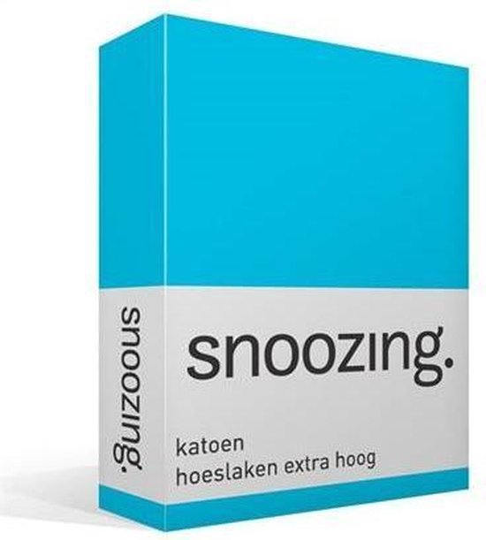 Snoozing - Katoen - Extra Hoog - Hoeslaken - 160x220 - - Turquoise