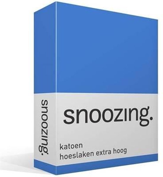 Snoozing - Katoen - Extra Hoog - Hoeslaken - 90x200 - Meermin - Blauw