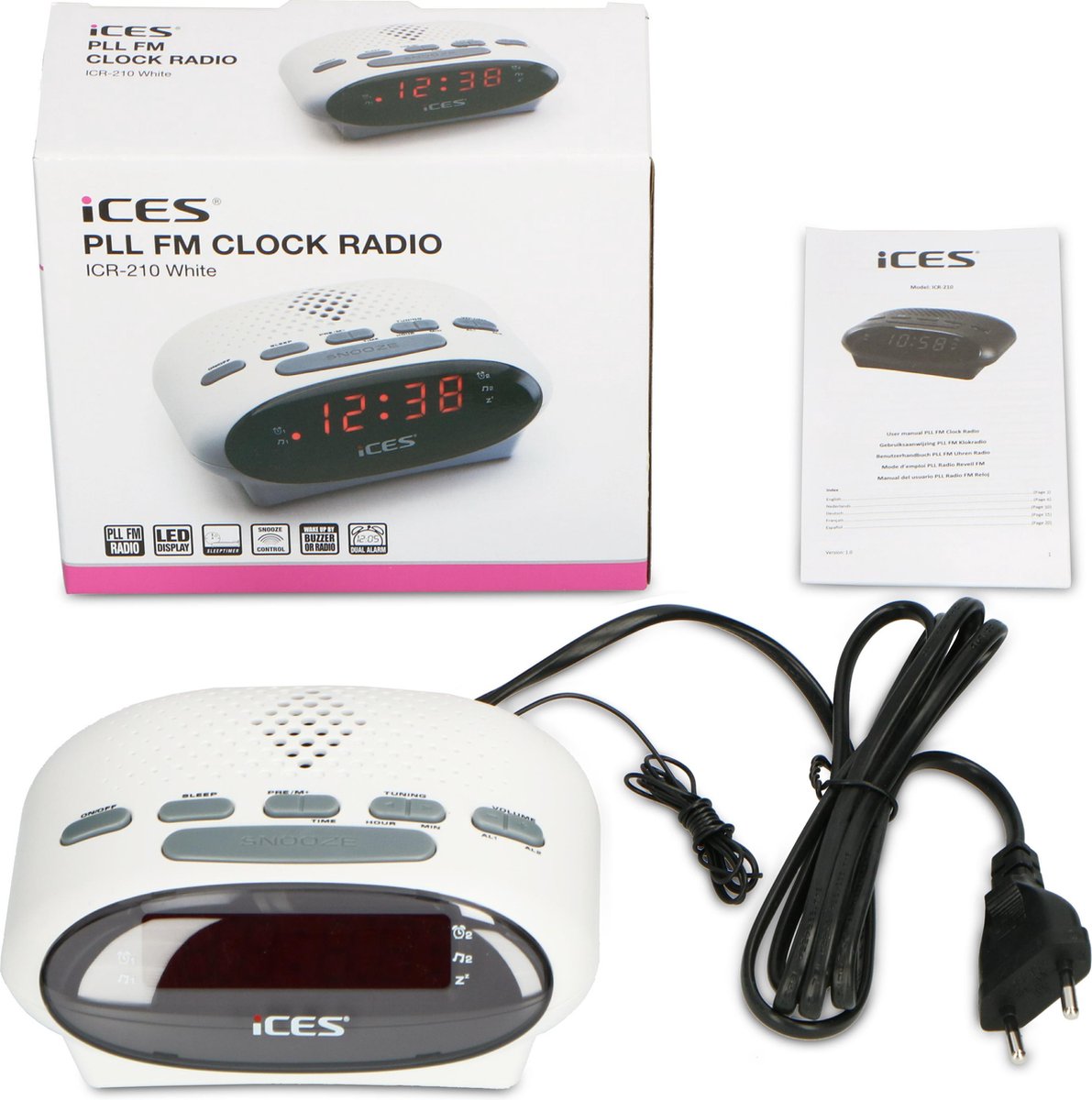 Lenco Fm Wekkerradio Ices Icr-210 White Wit