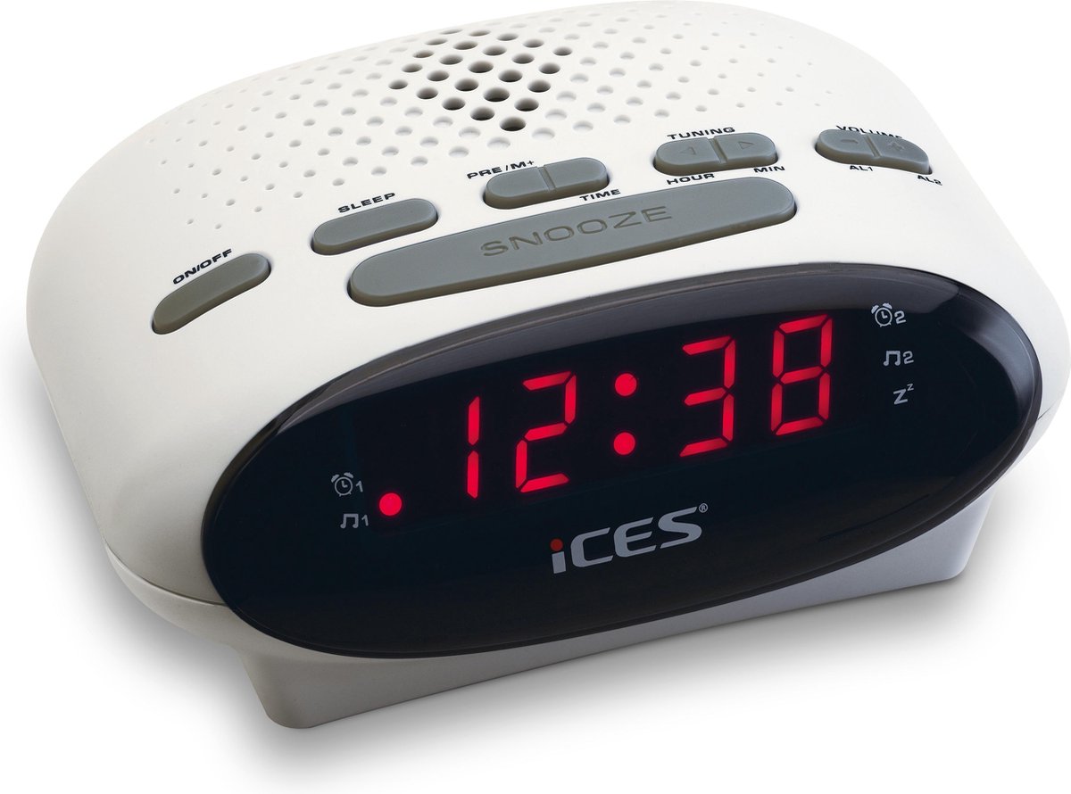 Lenco Fm Wekkerradio Ices Icr-210 White Wit