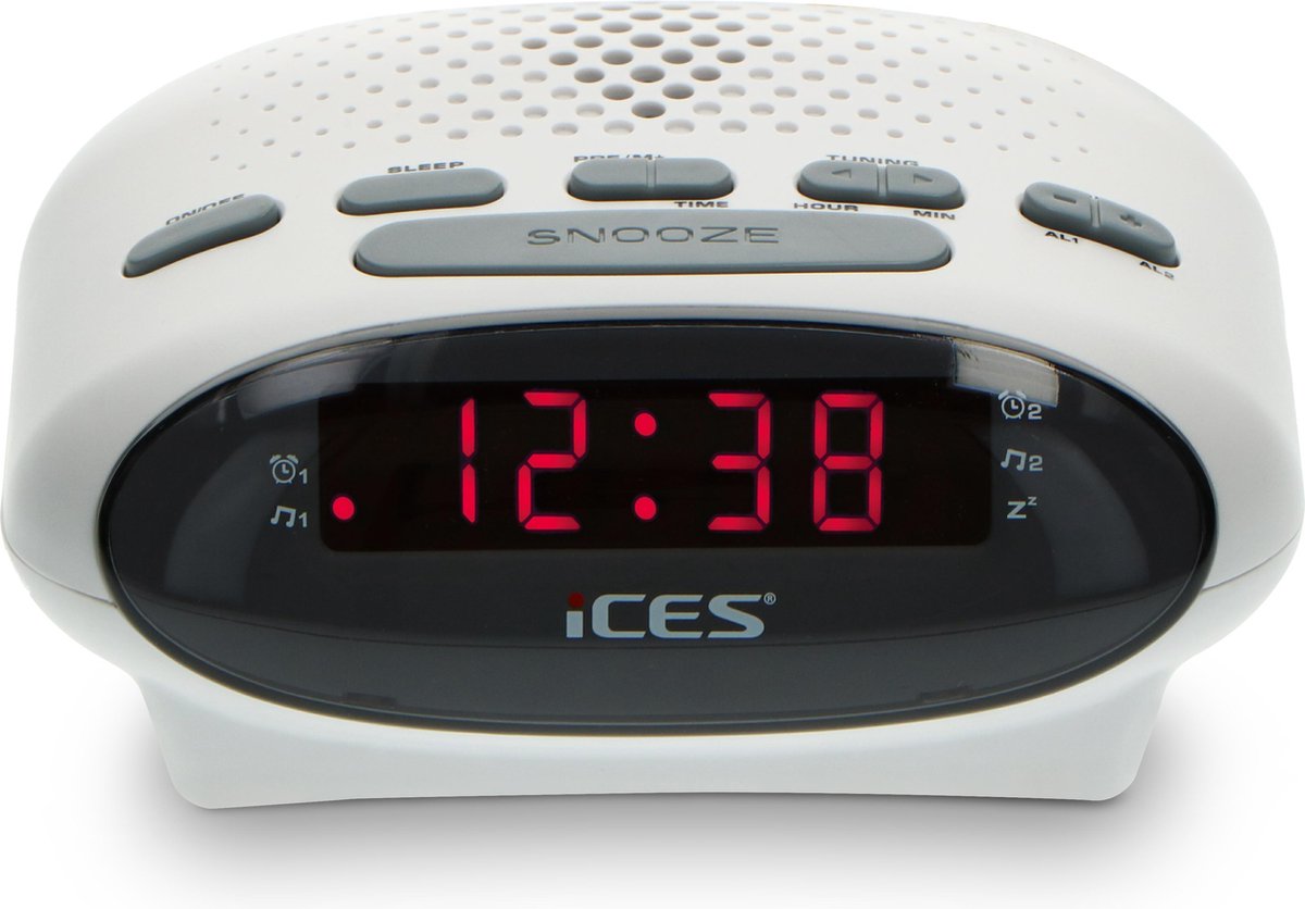 Lenco Fm Wekkerradio Ices Icr-210 White Wit