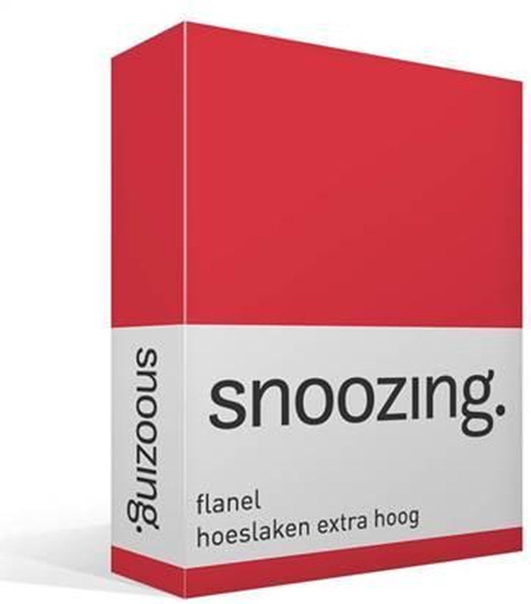 Snoozing - Flanel - Hoeslaken - Extra Hoog - 180x200 - - Rood