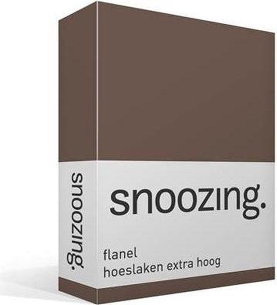 Snoozing - Flanel - Hoeslaken - Extra Hoog - 160x210/220 - Taupe - Bruin
