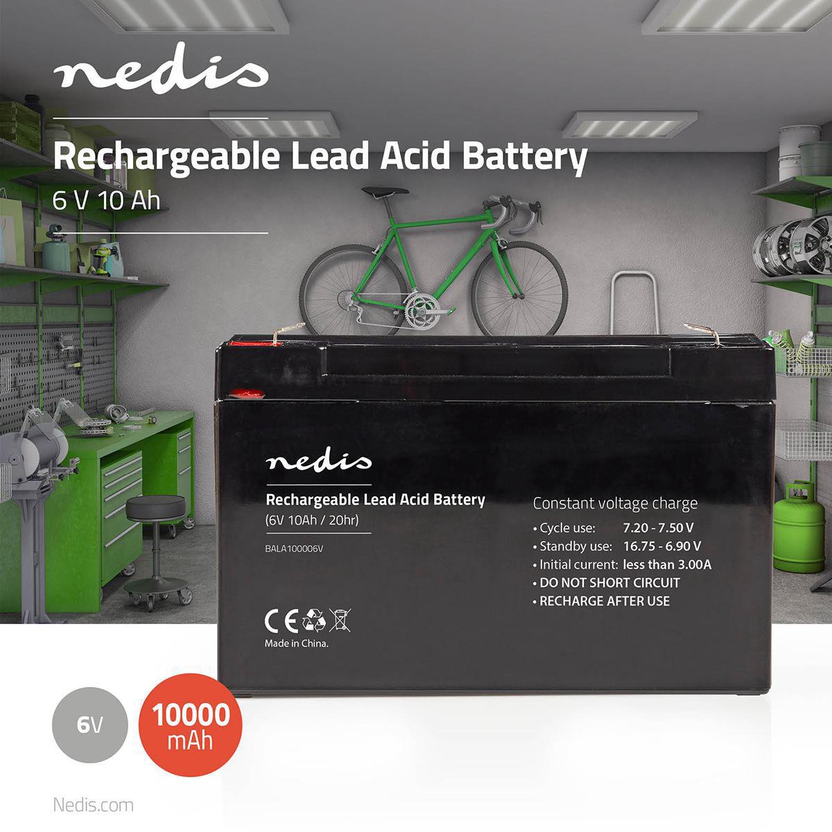 Nedis Oplaadbare Loodaccu 151 Mm - Zwart