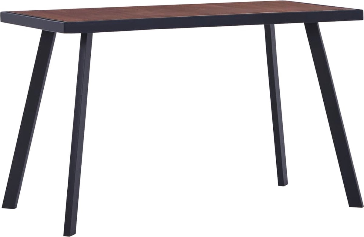 Vidaxl Eettafel 120x60x75 Cm Mdf Donkerhoutkleurig En - Zwart