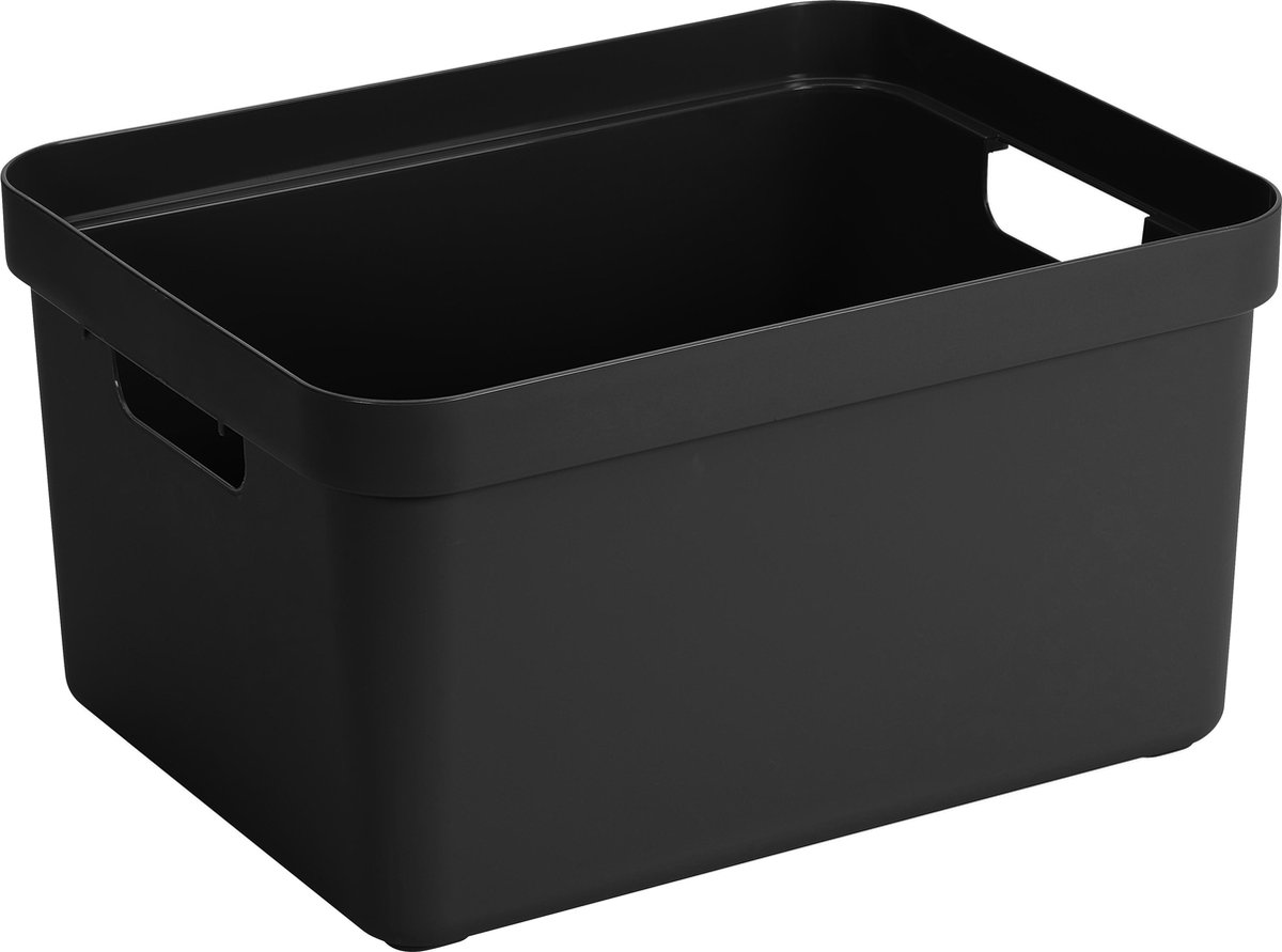 1x Stuks Kunststof Opbergbakken/opbergmanden 32 Liter - Opbergbox - Zwart