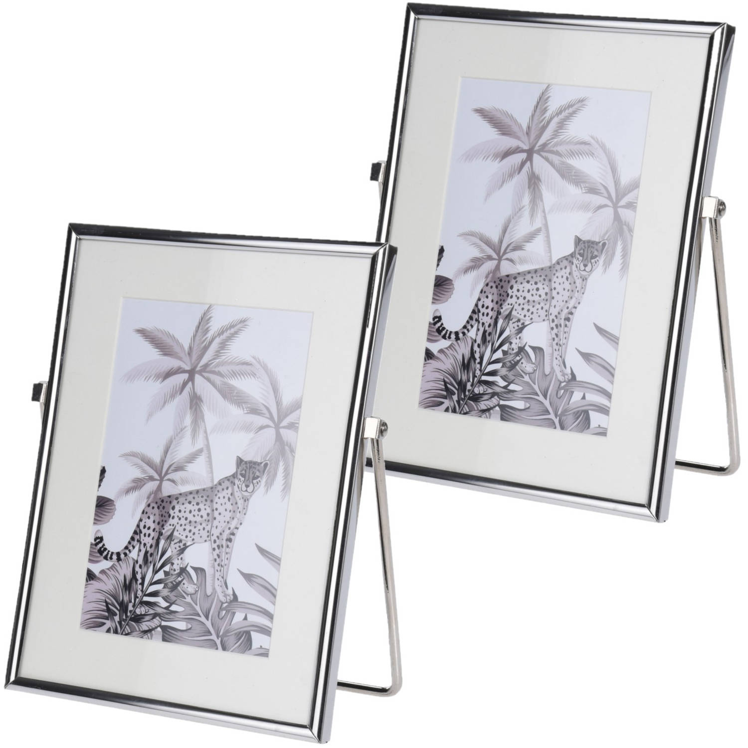 2x Stuks Fotolijst Metaal Zilver Geschikt Voor Een Foto Van 15 X 20 Cm - Fotolijsten - Silver