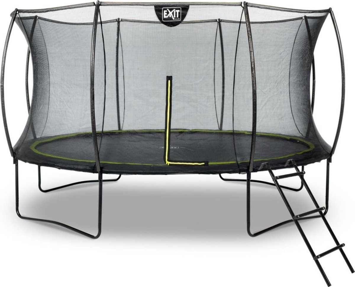 EXIT Toys Exit - Trampoline Met Veiligheidsnet En Ladder - Op Poten - Silhouette - Rond - ø366cm - Zwart