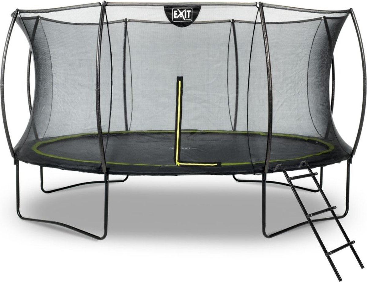 EXIT Toys Exit - Trampoline Met Veiligheidsnet En Ladder - Op Poten - Silhouette - Rond - ø427cm - Zwart