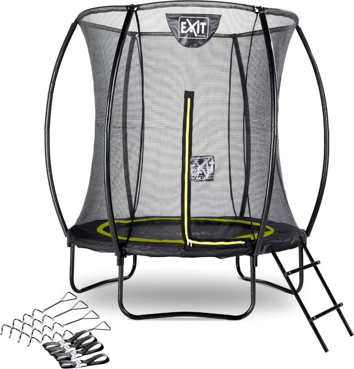 EXIT Toys Exit - Trampoline Met Veiligheidsnet, Verankeringsset En Ladder - Op Poten - Silhouette - Rond - ø183cm - Zwart