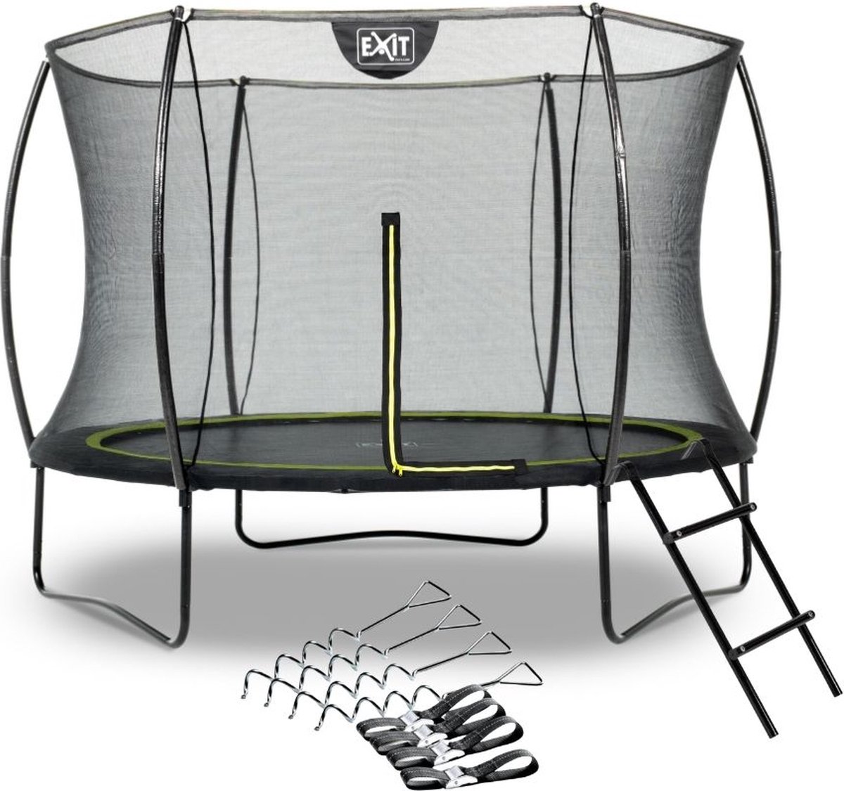 EXIT Toys Exit - Trampoline Met Veiligheidsnet, Verankeringsset En Ladder - Op Poten - Silhouette - Rond - ø244cm - Zwart