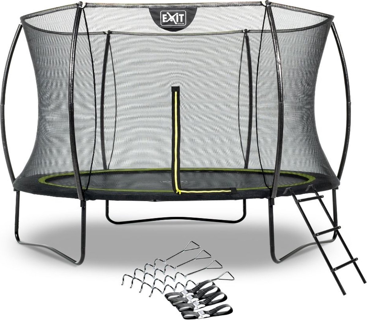 EXIT Toys Exit - Trampoline Met Veiligheidsnet, Verankeringsset En Ladder - Op Poten - Silhouette - Rond - ø305cm - Zwart