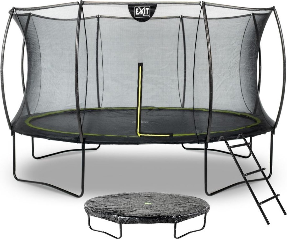 EXIT Toys Exit - Trampoline Met Veiligheidsnet, Afdekhoes En Ladder - Op Poten - Silhouette - Rond - ø366cm - Zwart