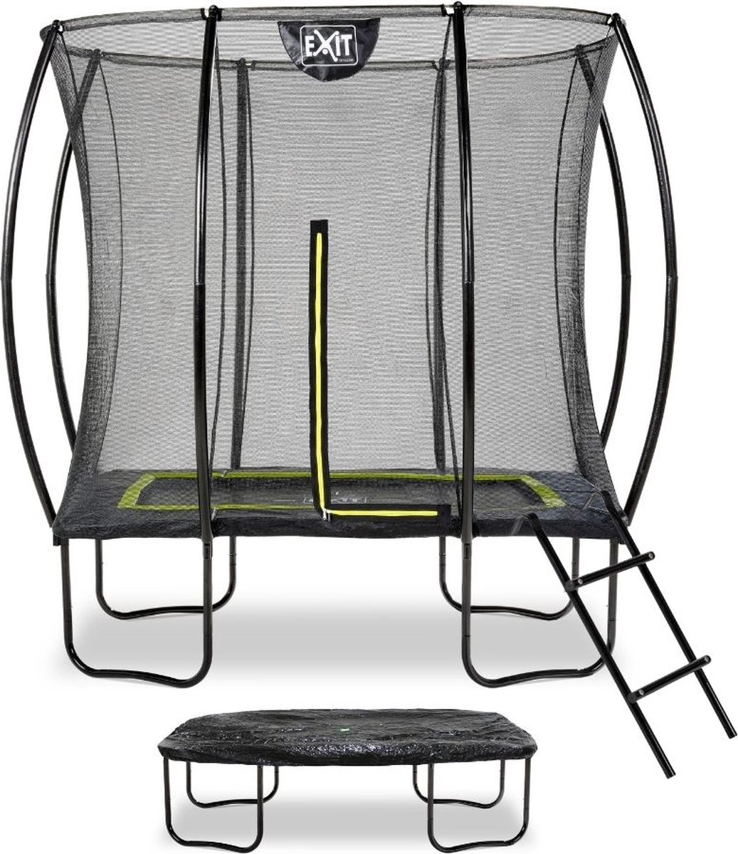 EXIT Toys Exit - Trampoline Met Veiligheidsnet, Afdekhoes En Ladder - Op Poten - Silhouette - Rechthoekig - 153x214cm - Zwart