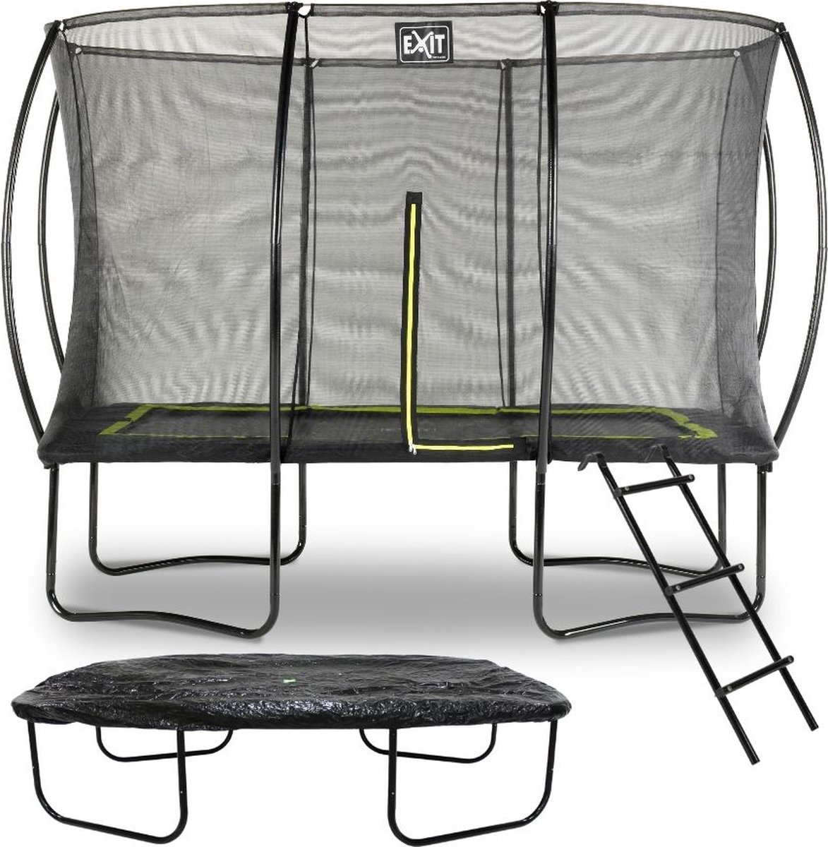 EXIT Toys Exit - Trampoline Met Veiligheidsnet, Afdekhoes En Ladder - Op Poten - Silhouette - Rechthoekig - 214x305cm - Zwart